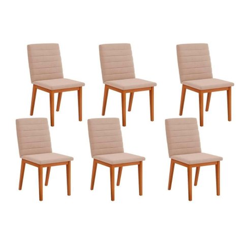 Kit 6 Cadeiras Sala Jantar Sofia 6 Un Ipe/suede Creme - Dj Móveis