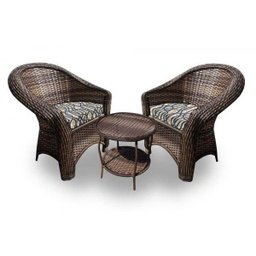 Conjunto de Poltronas Fibra Sintética Bali - 2 Poltronas + 1 Mesa Centro - Tecido Corda Náutica - 1