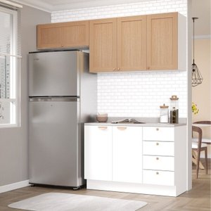 Cozinha Modulada 3 Peças 2 Aéreos 1 Balcão Arizona Cabecasa Madeiramadeira