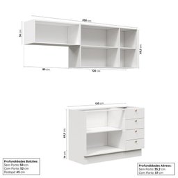 Cozinha Modulada 3 Peças 2 Aéreos 1 Balcão Arizona CabeCasa MadeiraMadeira - 3