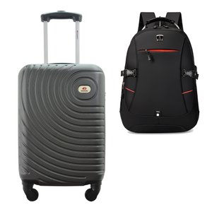 Kit Mala de Bordo Viagem 10kg Rodas 360º Rígida Abs Cadeado Segredo Gladiador A7mb com Mochila Execu