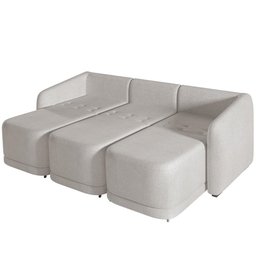 Sofá Cama para Sala de Estar 3 Lugares 276cm Montserrat K01 Bouclê Creme - Lyam Decor - 3