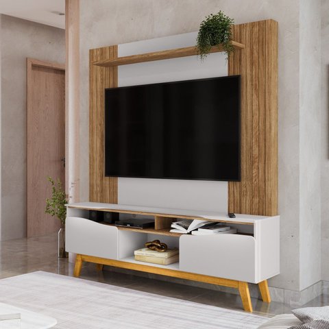 Estante para TV e Home Theater até 75 Polegadas 180CMX197CM Pés em Madeira Maciça Atalaia X Marrom