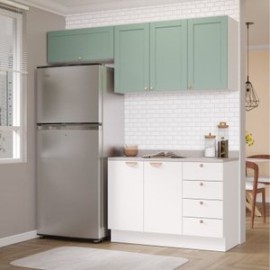Cozinha Modulada 3 Peças 2 Aéreos 1 Balcão Arizona Cabecasa Madeiramadeira