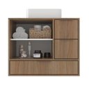 Ver imagem 3 de Gabinete para Banheiro 801 100% MDF BP Prime Yescasa Marrom/Noce