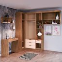 Ver imagem 3 de Quarto Completo Solteiro Modulado Infinity Macadâmia/blush Line - Móveis Castro