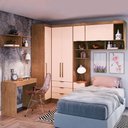 Ver imagem 1 de Quarto Completo Solteiro Modulado Infinity Macadâmia/blush Line - Móveis Castro