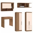 Ver imagem 2 de Quarto Completo Solteiro Modulado Infinity Macadâmia/blush Line - Móveis Castro