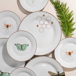 Prato Bolo para Sobremesa Abelha em Porcelana 19cm - 4