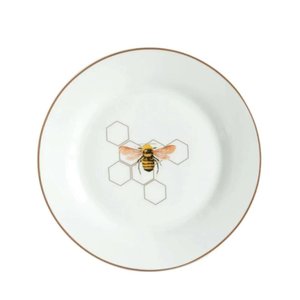 Prato Bolo para Sobremesa Abelha em Porcelana 19cm