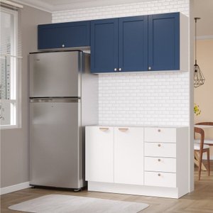 Cozinha Modulada 3 Peças 2 Aéreos 1 Balcão Arizona Cabecasa Madeiramadeira