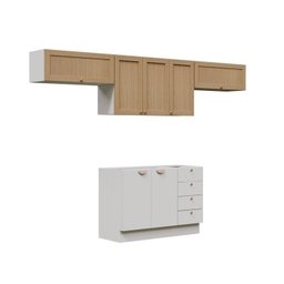 Cozinha Modulada 4 Peças 3 Aéreos 1 Balcão Arizona Cabecasa Madeiramadeira - 3