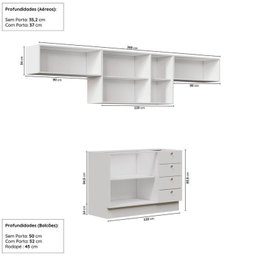 Cozinha Modulada 4 Peças 3 Aéreos 1 Balcão Arizona Cabecasa Madeiramadeira - 2
