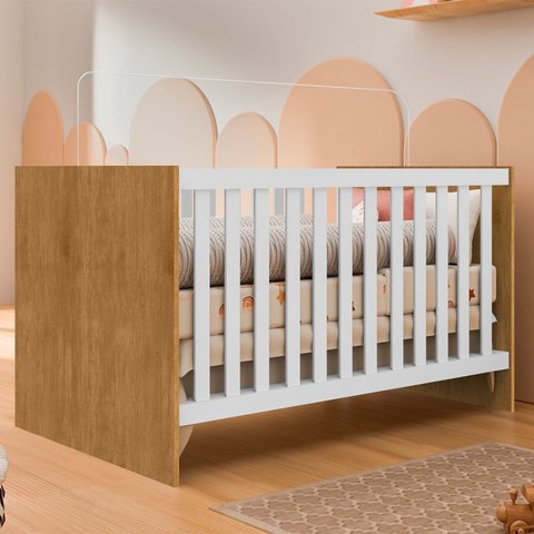Berço Sofá e Mini Cama 76x133x76 cm Jujuba Marrom/Nature/Branco