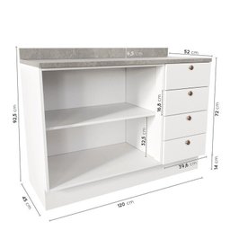 Cozinha Modulada 3 Peças 2 Aéreos 1 Balcão Arizona Cabecasa Madeiramadeira - 10