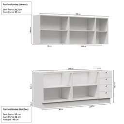 Cozinha Modulada 4 Peças 2 Aéreos 2 Balcões Arizona Cabecasa Madeiramadeira - 2