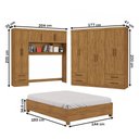 Ver imagem 4 de Guarda-roupa Casal Modulado com Cama Amazzonite 11 Portas 6 Gavetas Cinamomo - Pnr Móveis