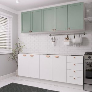 Cozinha Modulada 4 Peças 2 Aéreos 2 Balcões Arizona Cabecasa Madeiramadeira
