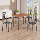 Ver imagem 1 de Conjunto de Mesa Tubular 100cm x 60cm Tampo MDF com 4 Cadeiras Lívia Prata/Preto Floral/Mart/Cinamomo