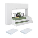 Ver imagem 2 de Bicama Menina com Guarda-Roupa e Colchões Inclusos 3 Portas Pulse Multimóveis MP4849 Branco