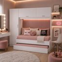 Ver imagem 1 de Bicama Menina com Guarda-Roupa e Colchões Inclusos 3 Portas Pulse Multimóveis MP4849 Branco