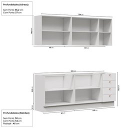 Cozinha Modulada 4 Peças 2 Aéreos 2 Balcões Arizona Cabecasa Madeiramadeira - 2