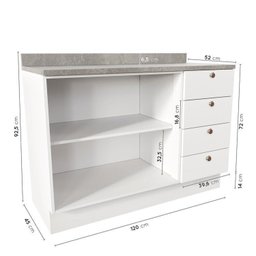 Cozinha Modulada 4 Peças 2 Aéreos 2 Balcões Arizona Cabecasa Madeiramadeira - 9