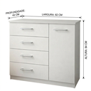 Ver imagem 3 de Cômoda 4 Gavetas com Porta para Quarto Multiuso Moderna - Branca