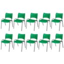 Ver imagem 2 de Cadeira Iso Base Cinza Escola, Escritório Verde Kit 10 Un