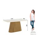 Ver imagem 3 de Mesa Olívia para 6 Lugares Tampo 160cm com Vidro Canto Arredondado Marrom/Nature/Off White