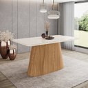 Ver imagem 2 de Mesa Olívia para 6 Lugares Tampo 160cm com Vidro Canto Arredondado Marrom/Nature/Off White