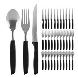 Conjunto Faqueiro 36 Peças Jogo Talheres de Mesa Jantar Garfos Facas New Caprese Preto Fratelli - 1