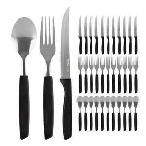 Conjunto Faqueiro 36 Peças Jogo Talheres de Mesa Jantar Garfos Facas New Caprese Preto Fratelli