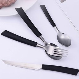Conjunto Faqueiro 36 Peças Jogo Talheres de Mesa Jantar Garfos Facas New Caprese Preto Fratelli - 3