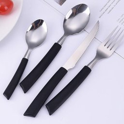 Conjunto Faqueiro 36 Peças Jogo Talheres de Mesa Jantar Garfos Facas New Caprese Preto Fratelli - 2