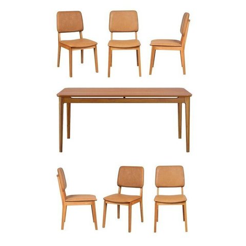 Conjunto Sala de Jantar 1 Mesa 160cm 6 Cadeiras Miriti CabeCasa MadeiraOriginals