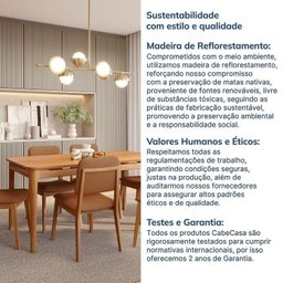 Conjunto Sala de Jantar 1 Mesa 160cm 6 Cadeiras Miriti Cabecasa madeiramadeira - 11