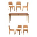 Ver imagem 2 de Conjunto Sala de Jantar 1 Mesa 160cm 6 Cadeiras Miriti CabeCasa MadeiraOriginals Marrom/Caramelo