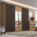 Ver imagem 4 de Guarda Roupa Casal Passione Ultra Glass 6 Portas Capuccino Cacau Acetinado - Thb