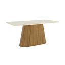 Ver imagem 1 de Mesa Olívia para 6 Lugares Tampo 180cm com Vidro Canto Arredondado Marrom/Nature/Off White
