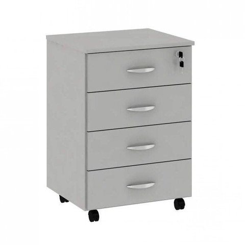 Gaveteiro Volante New City 4 Gavetas 46,5 cm Cinza Cristal Gebb Work