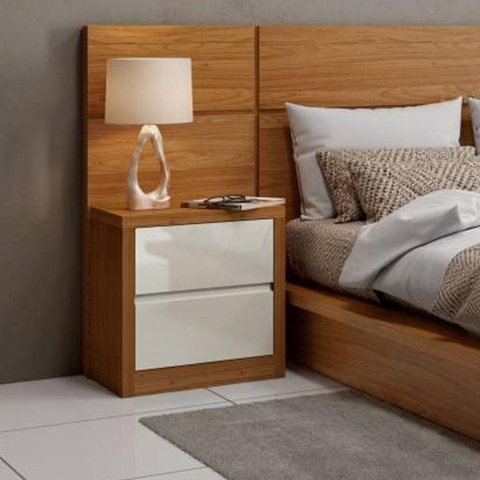Mesa de Cabeceira c/02 Gavetas Dalla Costa 100% MDF Cor:Off White