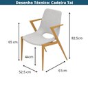 Ver imagem 5 de Cadeira Tai Or Design Revestimento em Linho Bege Estrutura Metálica Simulando Madeira