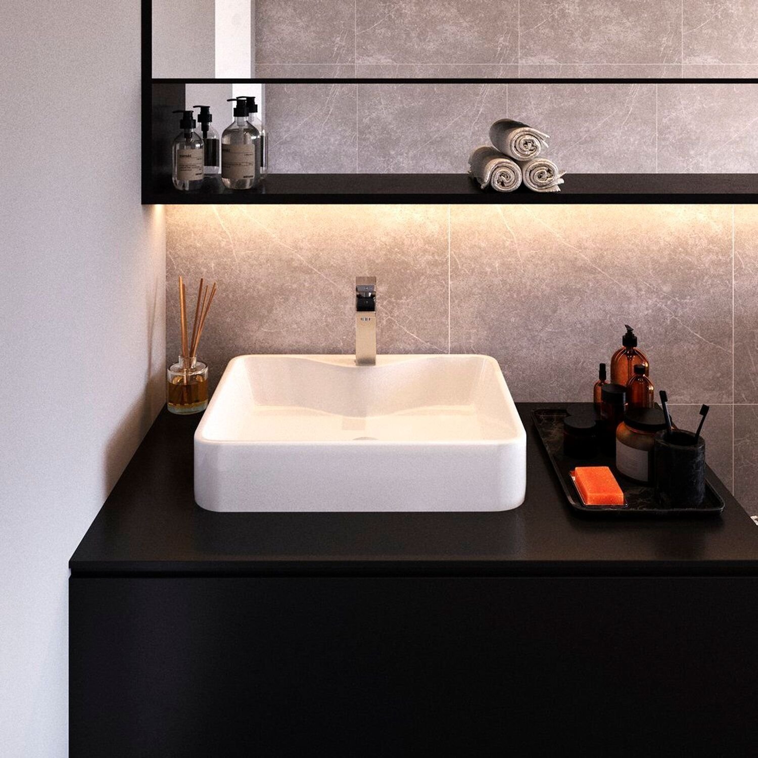 Cuba de Apoio para Banheiro/lavabo Cerâmica Quadrada 40 Cm Manplex - 4
