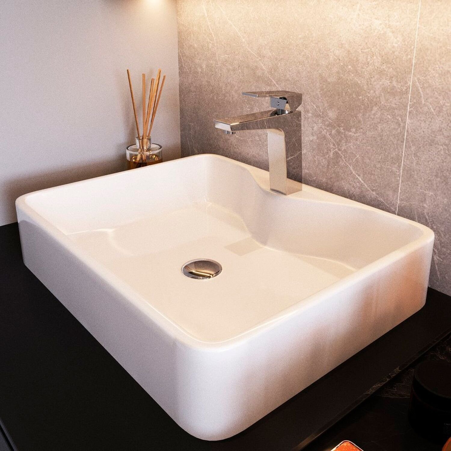 Cuba de Apoio para Banheiro/lavabo Cerâmica Quadrada 40 Cm Manplex - 1