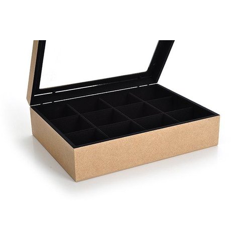 Caixa para 12 Relógios Flocada com Visor Josely Flocados