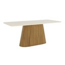 Ver imagem 1 de Mesa Olívia para 8 Lugares Tampo 200cm com Vidro Canto Arredondado Marrom/Nature/Off White