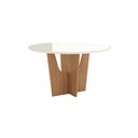 Ver imagem 1 de Mesa Vértice para 6 Lugares Tampo de 140cm Redonda com Vidro Marrom/Nature/Off White