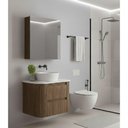 Ver imagem 2 de Conjunto Gabinete Suspenso Estela 2 Gavetas MDF 60cm Amadeirado Venturi