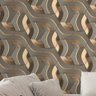 Papel de Parede 3d Auto Adesivo Geométrico Labirinto Fio Dourado Decorativo Quarto Sala Cozinha 18m - 1